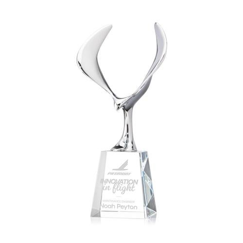 Corporate Awards - Crystal Awards - Maverick Eagle Clear on Celestina Base Animals Crystal Award
