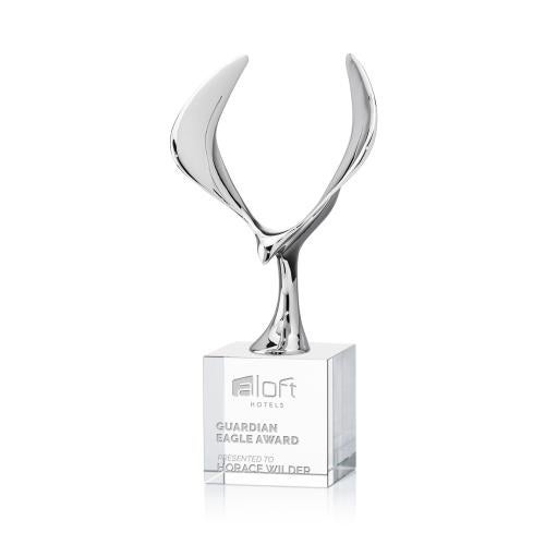 Corporate Awards - Crystal Awards - Maverick Eagle Clear on Granby Base Animals Crystal Award