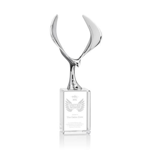 Corporate Awards - Crystal Awards - Maverick Eagle Clear on Lexington Base Animals Crystal Award