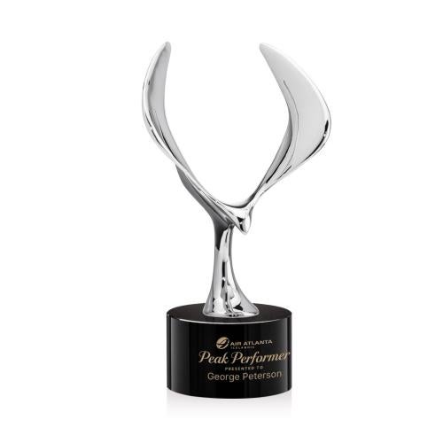 Corporate Awards - Crystal Awards - Maverick Eagle Black on Marvel Base Animals Crystal Award