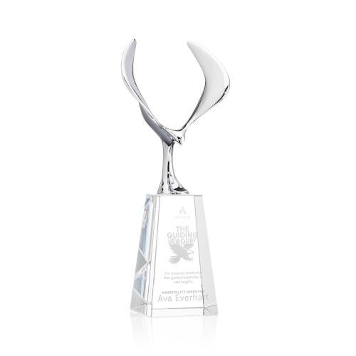 Corporate Awards - Crystal Awards - Maverick Eagle Clear on Novita Base Animals Crystal Award