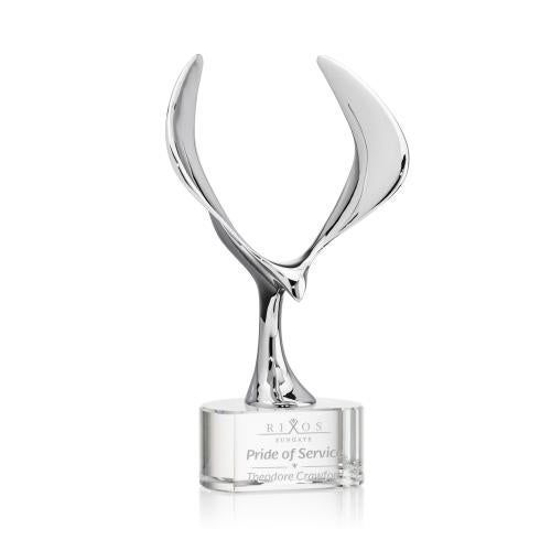 Corporate Awards - Crystal Awards - Maverick Eagle Clear on Paragon Base Animals Crystal Award