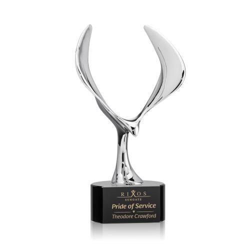 Corporate Awards - Crystal Awards - Maverick Eagle Black on Paragon Base Animals Crystal Award