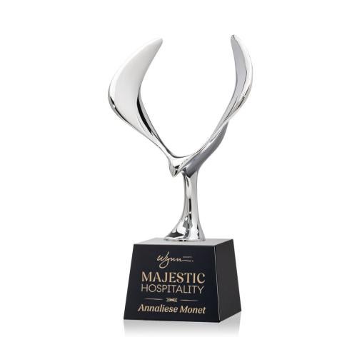 Corporate Awards - Crystal Awards - Maverick Eagle Black on Robson Base Animals Crystal Award