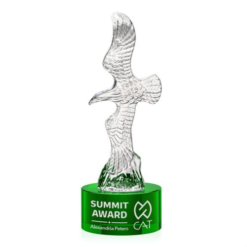 Corporate Awards - Crystal Awards - Staffordshire Eagle on Marvel Base - Green