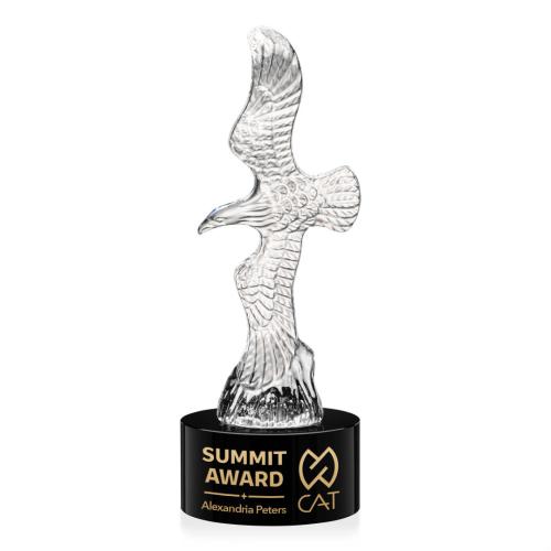 Corporate Awards - Crystal Awards - Staffordshire Eagle on Marvel Base - Black