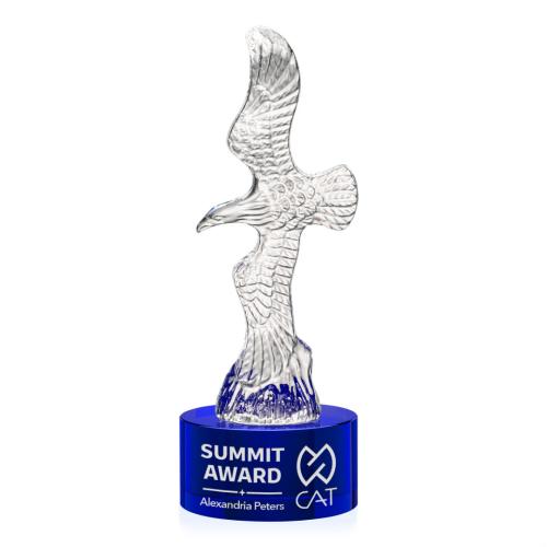Corporate Awards - Crystal Awards - Staffordshire Eagle on Marvel Base - Blue