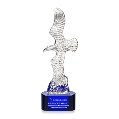 Corporate Awards - Crystal Awards - Staffordshire Eagle on Paragon Base - Blue