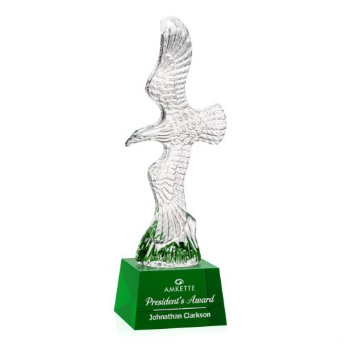Corporate Awards - Crystal Awards - Staffordshire Eagle on Robson Base - Green