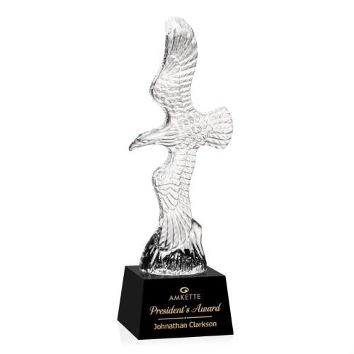 Corporate Awards - Crystal Awards - Staffordshire Eagle on Robson Base - Black