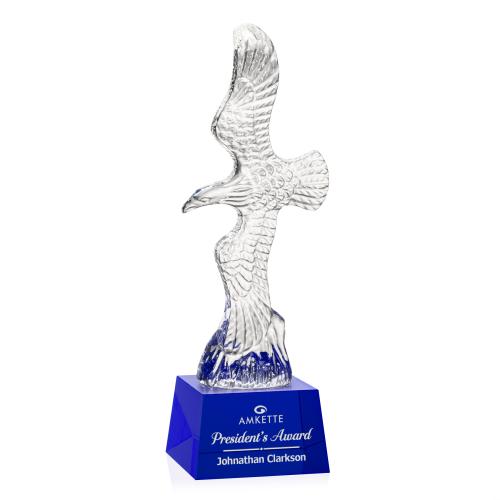 Corporate Awards - Crystal Awards - Staffordshire Eagle on Robson Base - Blue