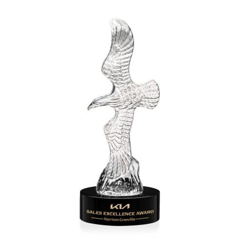 Corporate Awards - Crystal Awards - Staffordshire Eagle on Stanrich Base - Black