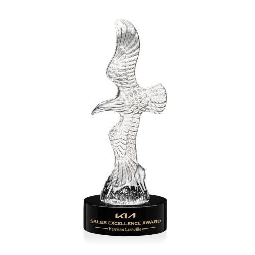 Corporate Awards - Crystal Awards - Staffordshire Eagle on Stanrich Base - Black