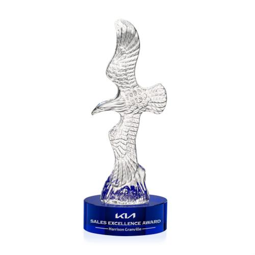 Corporate Awards - Crystal Awards - Staffordshire Eagle on Stanrich Base - Blue