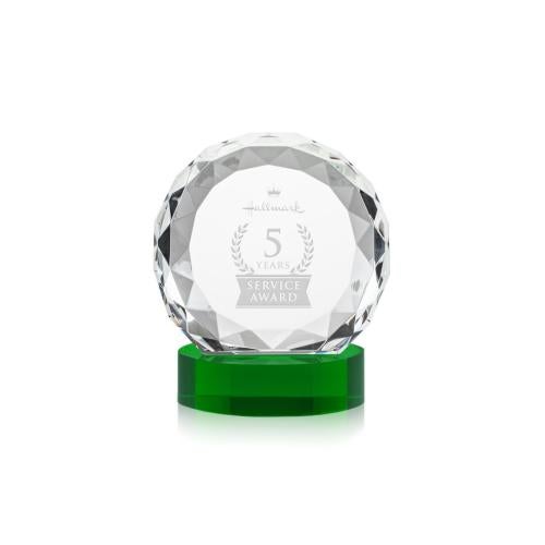 Corporate Awards - Crystal Awards - Seville Green on Alberton Base Circle Crystal Award