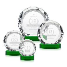 Seville Green on Alberton Base Circle Crystal Award - Colored Crystal