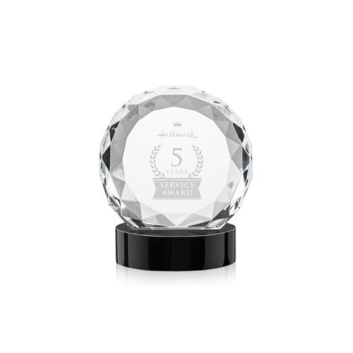Corporate Awards - Crystal Awards - Seville Black on Alberton Base Circle Crystal Award