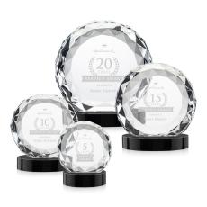 Seville Black on Alberton Base Circle Crystal Award - Sales Awards