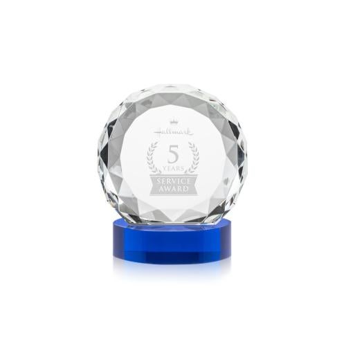 Corporate Awards - Crystal Awards - Seville Blue on Alberton Base Circle Crystal Award