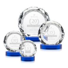 Seville Blue on Alberton Base Circle Crystal Award - Crystal Diamond Awards