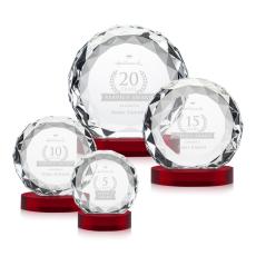 Seville Red on Alberton Base Circle Crystal Award - Diamond Awards