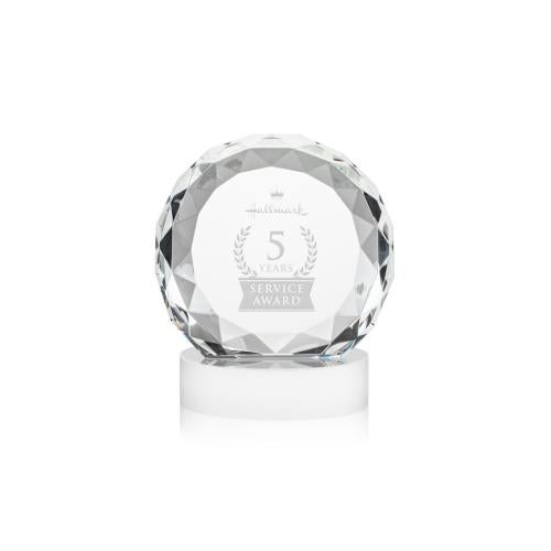 Corporate Awards - Crystal Awards - Seville White on Alberton Base Circle Crystal Award