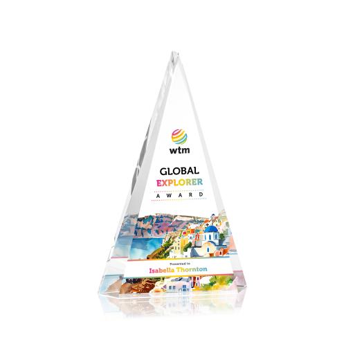 Corporate Awards - Crystal Awards - Helston Full Color Clear Pyramid Crystal Award