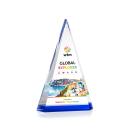 Helston Full Color Blue Pyramid Crystal Award