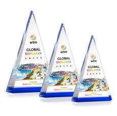 Helston Full Color Blue Pyramid Crystal Award - Corporate Awards