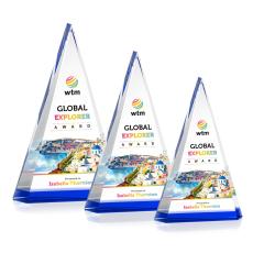 Helston Full Color Blue Pyramid Crystal Award - Colored Crystal