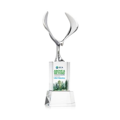 Corporate Awards - Crystal Awards - Maverick Eagle Full Color Clear on Belcroft Base Animals Crystal Award