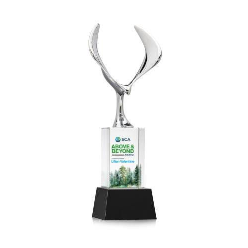 Corporate Awards - Crystal Awards - Maverick Eagle Full Color Black on Belcroft Base Animals Crystal Award