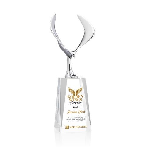 Corporate Awards - Crystal Awards - Maverick Eagle Full Color Clear on Cairns Base Animals Crystal Award