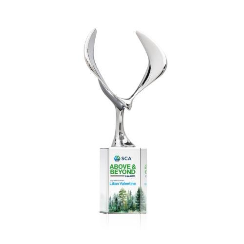 Corporate Awards - Crystal Awards - Maverick Eagle Full Color Clear on Dakota Base Animals Crystal Award