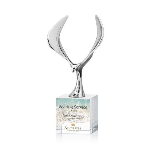Corporate Awards - Crystal Awards - Maverick Eagle Full Color Clear on Granby Base Animals Crystal Award