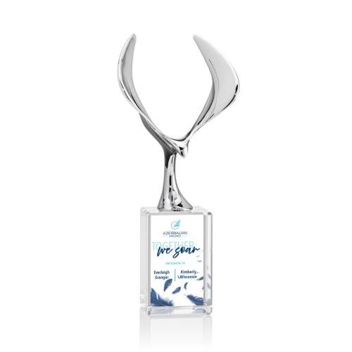 Corporate Awards - Crystal Awards - Maverick Eagle Full Color Clear on Lexington Base Animals Crystal Award