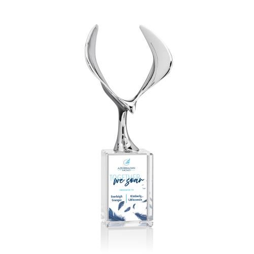 Corporate Awards - Crystal Awards - Maverick Eagle Full Color Clear on Lexington Base Animals Crystal Award