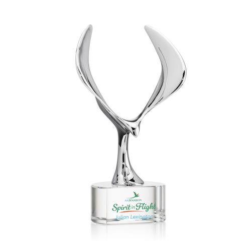 Corporate Awards - Crystal Awards - Maverick Eagle Full Color Clear on Paragon Base Animals Crystal Award