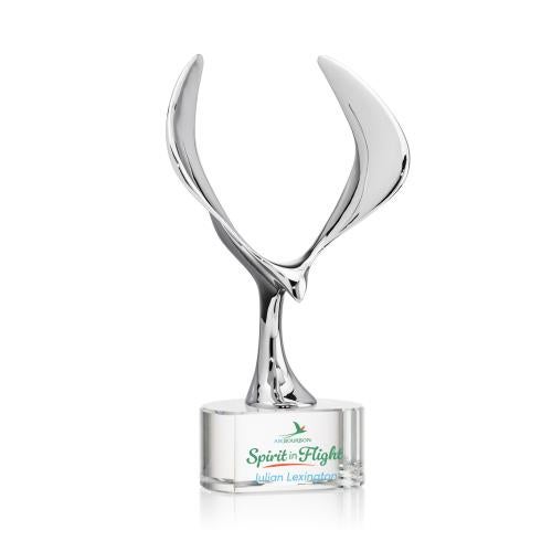 Corporate Awards - Crystal Awards - Maverick Eagle Full Color Clear on Paragon Base Animals Crystal Award