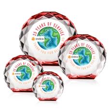 Seville Full Color Red Circle Crystal Award - Award Shapes