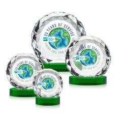 Seville Full Color Green on Alberton Base Circle Crystal Award - Diamond Awards