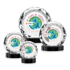 Seville Full Color Black on Alberton Base Circle Crystal Award - Corporate Awards