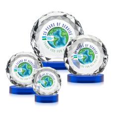 Seville Full Color Blue on Alberton Base Circle Crystal Award - Glass Awards