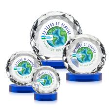 Seville Full Color Blue on Alberton Base Circle Crystal Award - Newest Additions