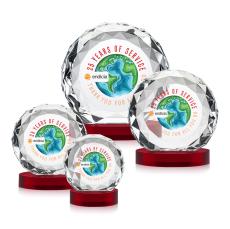 Seville Full Color Red on Alberton Base Circle Crystal Award - Corporate Awards