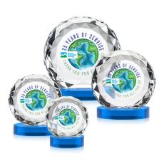 Seville Full Color Sky Blue on Alberton Base Circle Crystal Award - Newest Additions