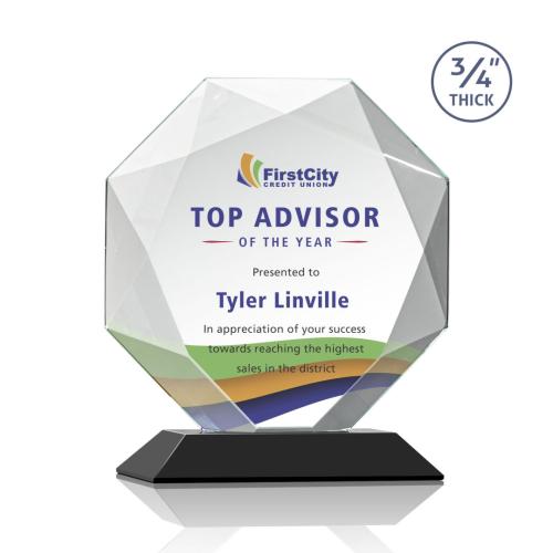 Corporate Awards - Crystal Awards - Bradford Full Color Black Crystal Award