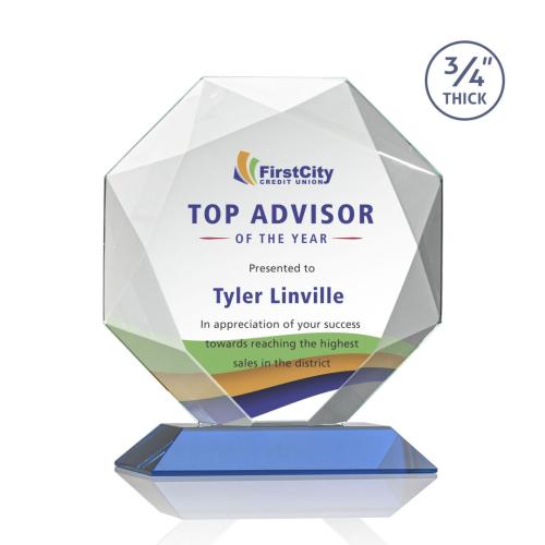 Corporate Awards - Crystal Awards - Bradford Full Color Sky Blue Crystal Award