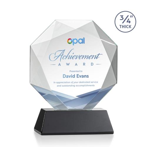 Corporate Awards - Crystal Awards - Bradford Full Color Black on Newhaven Base Crystal Award