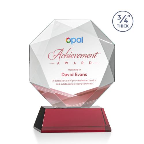 Corporate Awards - Crystal Awards - Bradford Full Color Red on Newhaven Base Crystal Award